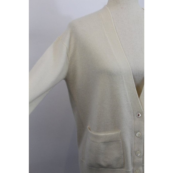 BRAZEAU TRICOT Sz 1 XS Ivory Cream 100% Cashmere Park Cardigan Sweater NWT - Picture 5 of 8